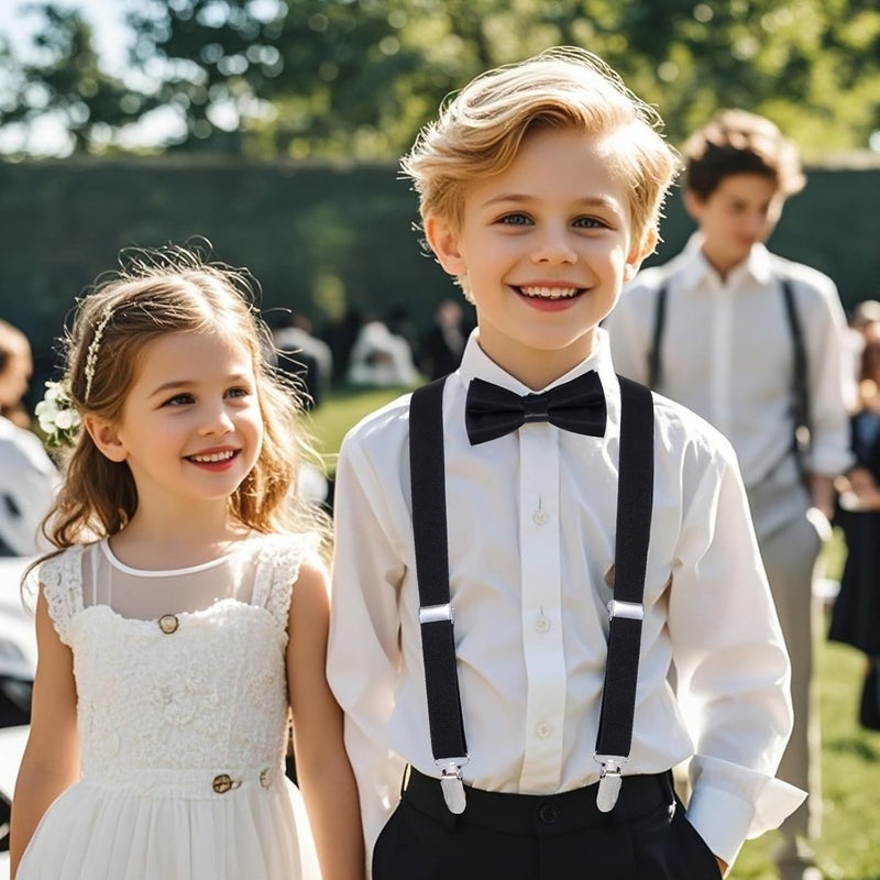 Topbuti Kids Boys Suspenders Bowtie Sets Adjustable Suspenders and Pre-tied Bow Tie with 4 Strong Metal Clips for Boys Girls - Image 5